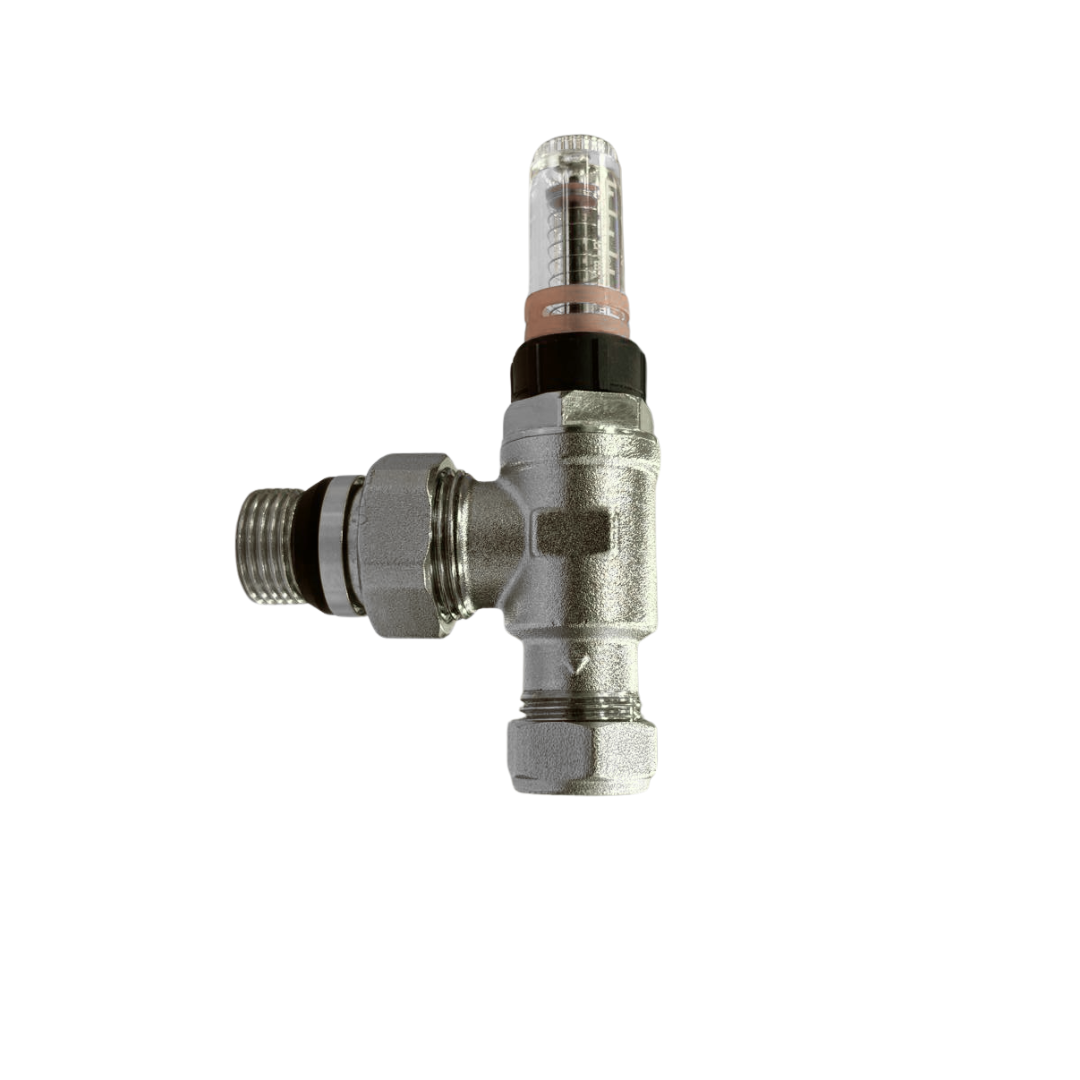 Metal OptiFlow valve with white background