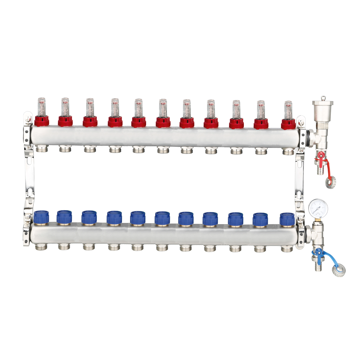 UFH Manifolds Includes Ball Valves & Euroconus - Stainless Steel