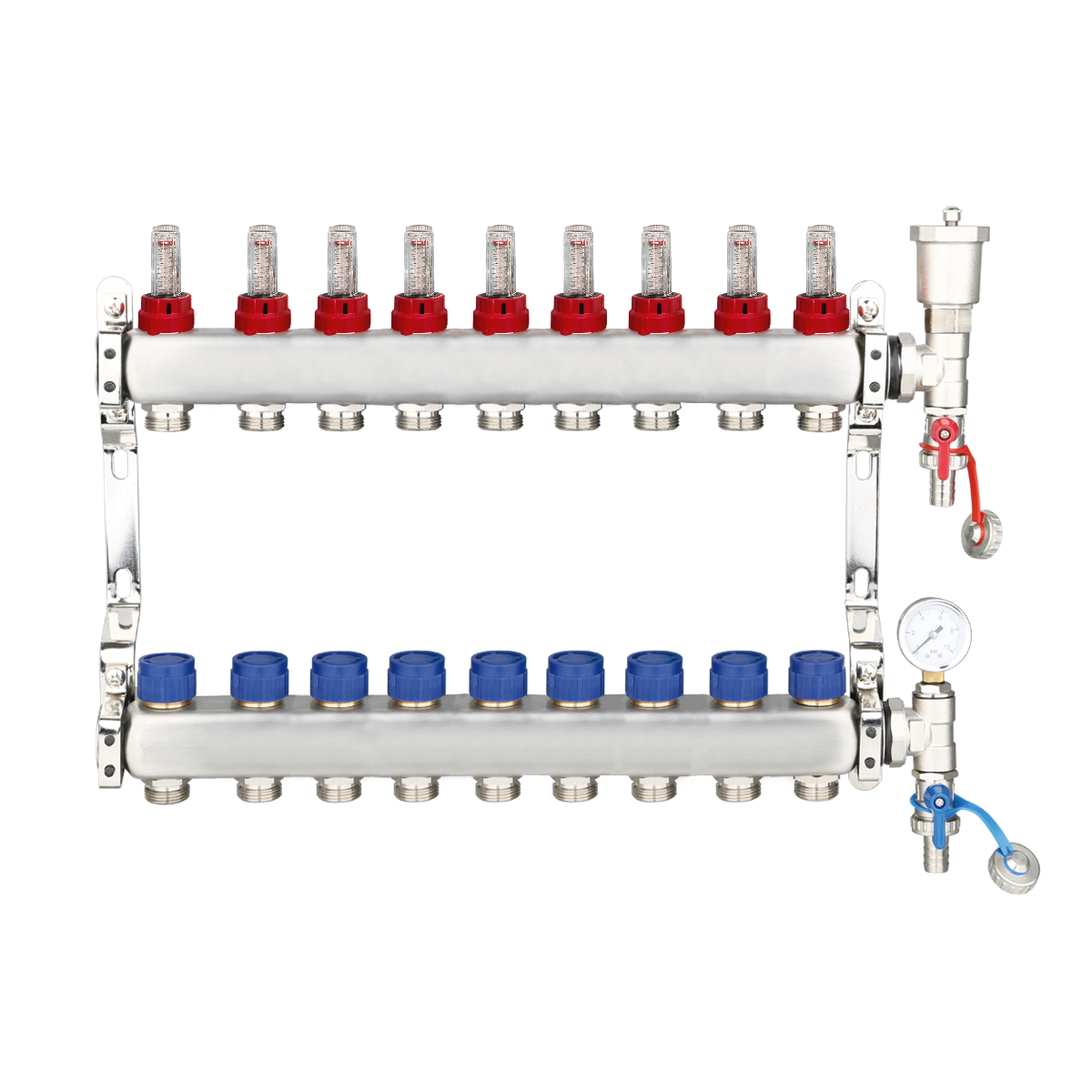 UFH Manifolds Includes Ball Valves & Euroconus - Stainless Steel